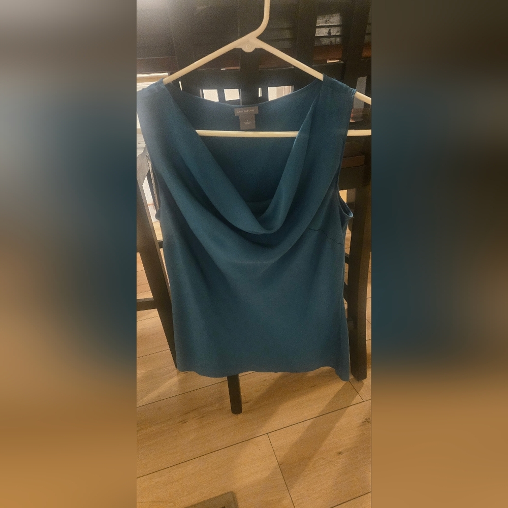 Ann Taylor Teal Cowl Neck Blouse